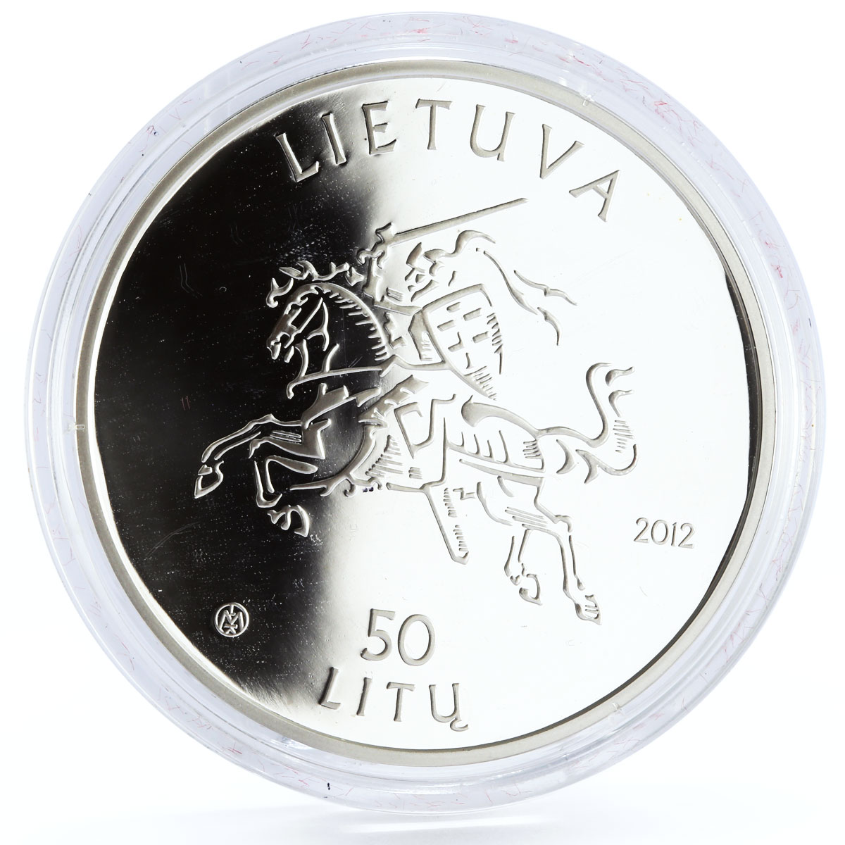 Lithuania 50 litu Poet Maironis Jonas Maciulis Poetry proof silver coin 2012