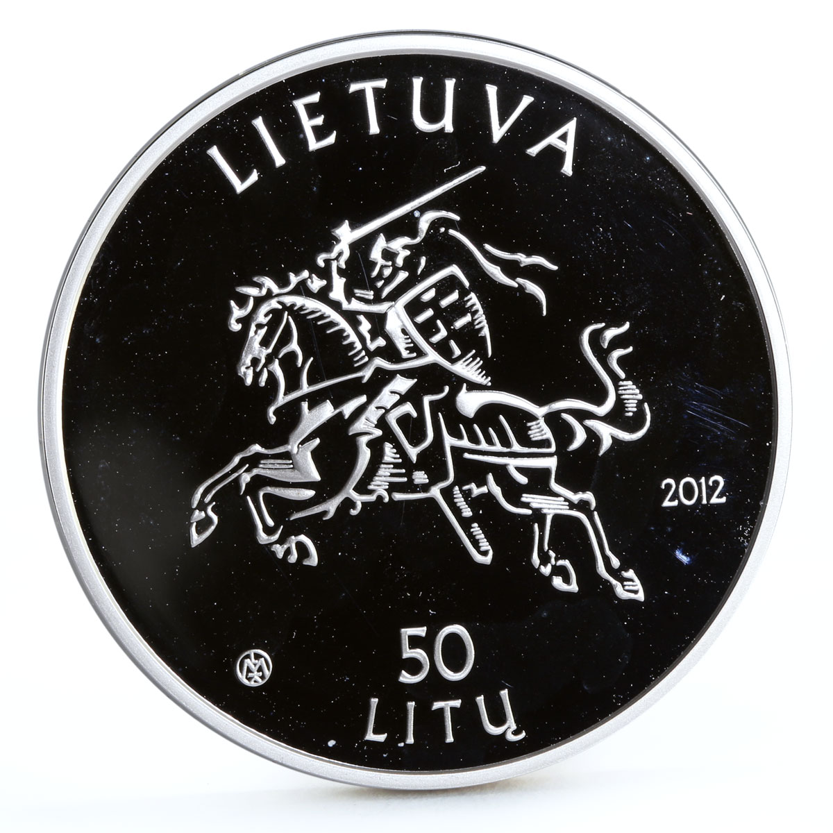 Lithuania 50 litu Poet Maironis Jonas Maciulis Poetry proof silver coin 2012