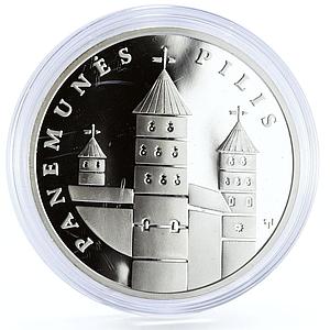 Lithuania 50 litu Panemune Castle Towers Architecture proof silver coin 2007