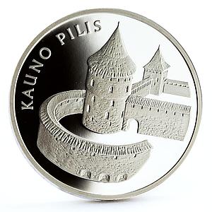 Lithuania 50 litu Kaunas Castle Towers Fortress Palace proof silver coin 2008