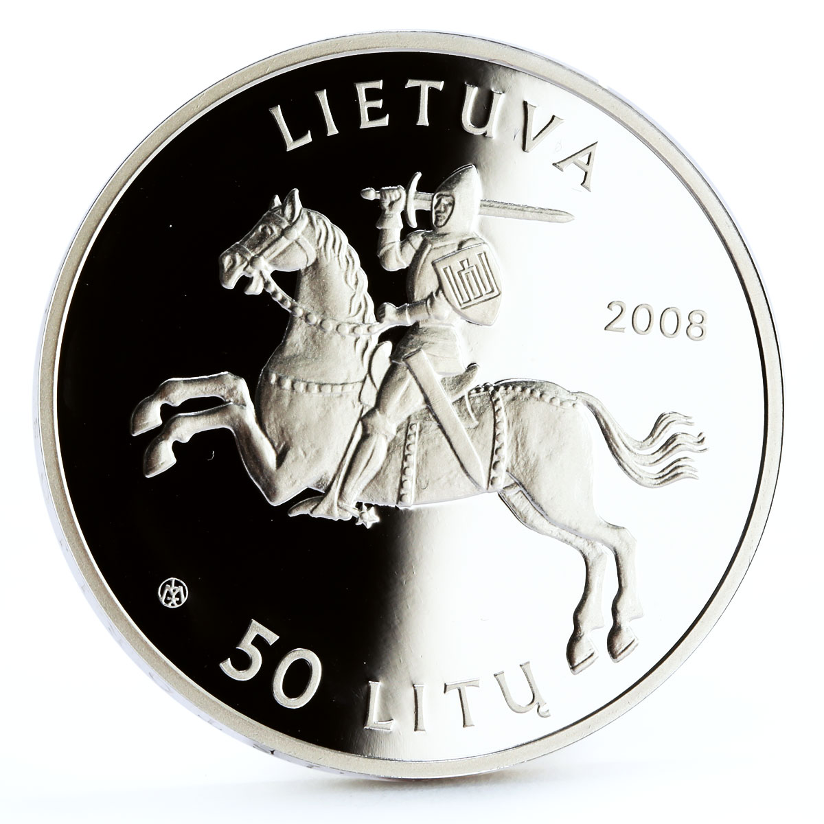 Lithuania 50 litu Kaunas Castle Towers Fortress Palace proof silver coin 2008