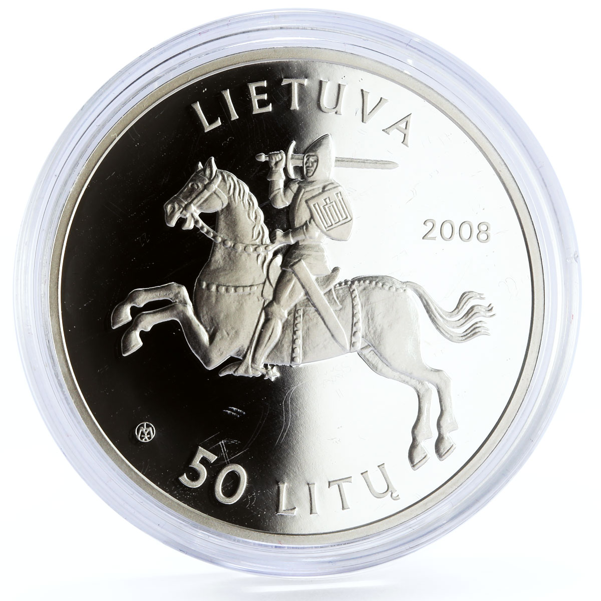 Lithuania 50 litu Kaunas Castle Towers Fortress Palace proof silver coin 2008