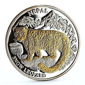 Liberia 10 dollars Endangered Wildlife Snow Leopard Fauna proof silver coin 2005