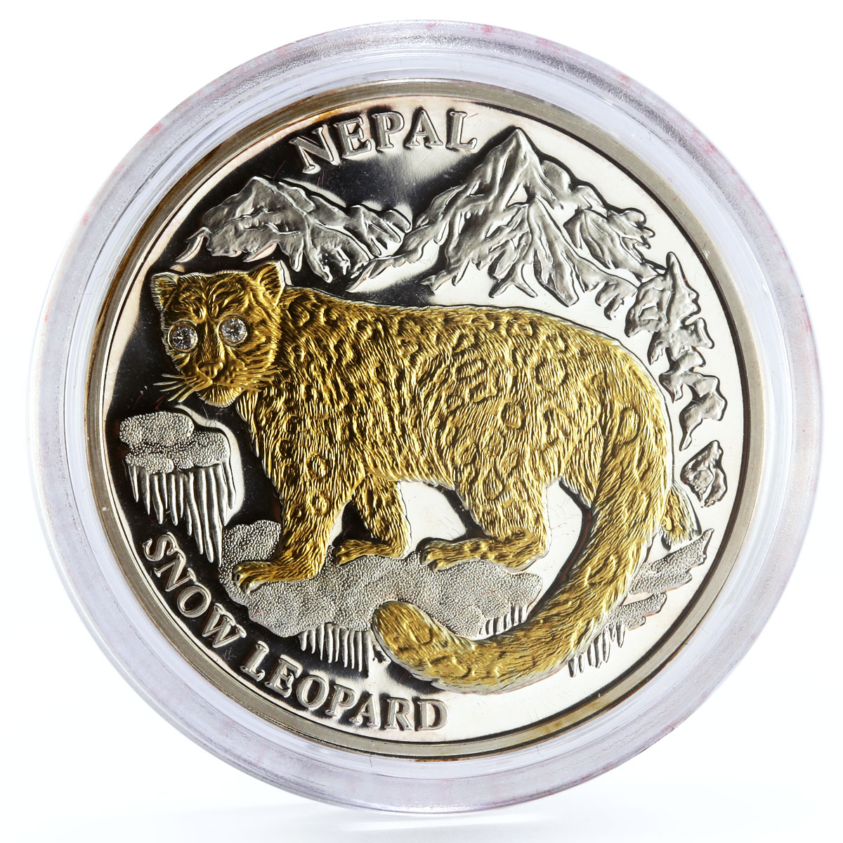 Liberia 10 dollars Endangered Wildlife Snow Leopard Fauna proof silver coin 2005