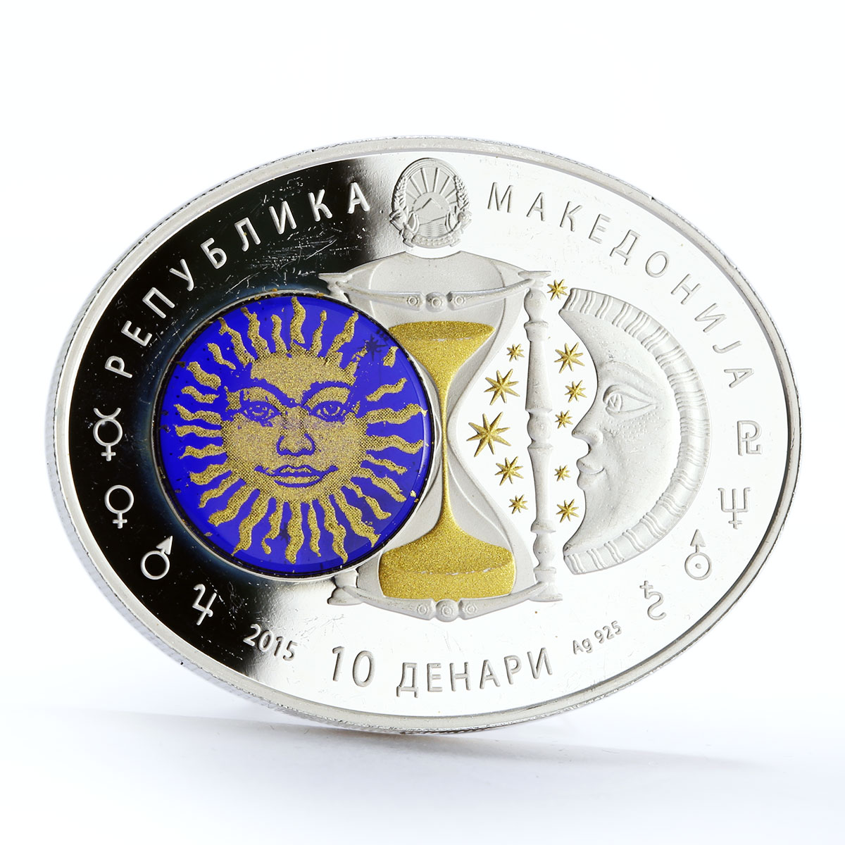 Macedonia 10 denari Zodiac Signs series Cancer 3D silver coin 2015