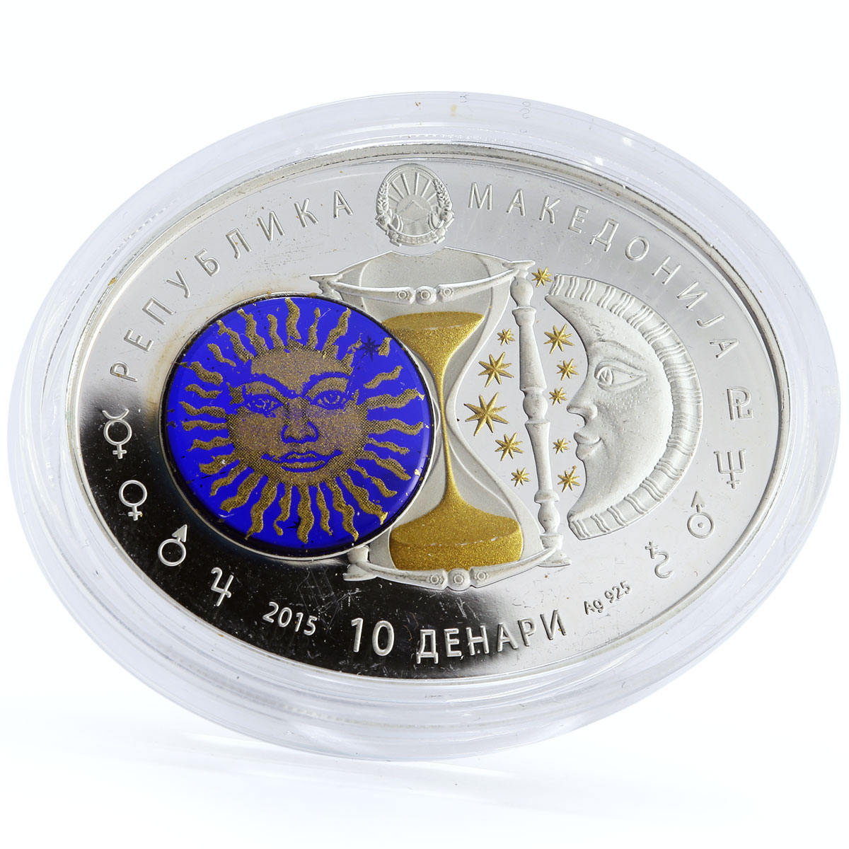 Macedonia 10 denari Zodiac Signs series Cancer 3D silver coin 2015