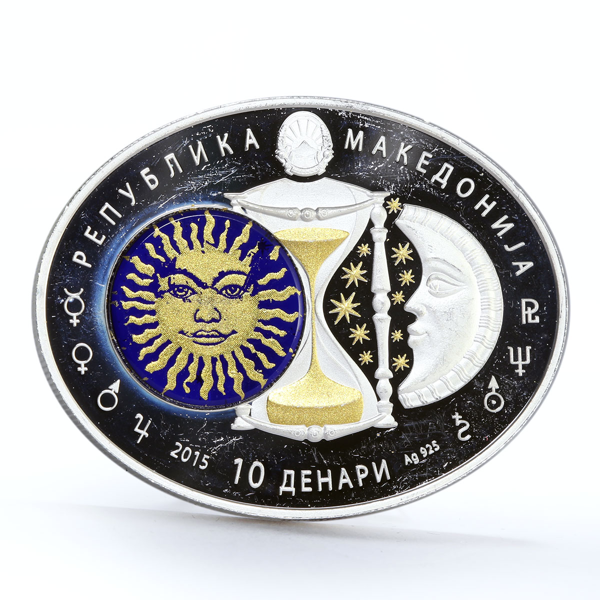 Macedonia 10 denari Zodiac Signs series Cancer 3D silver coin 2015