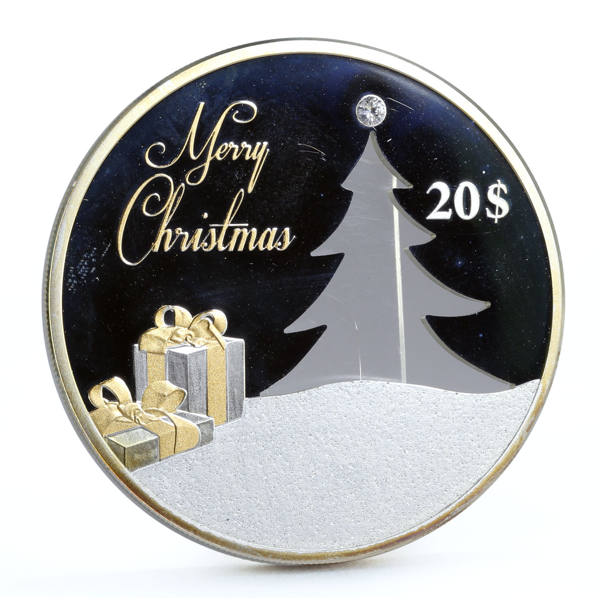 Kiribati 20 dollars Happy Holidays Merry Christmas Tree proof silver coin 2012