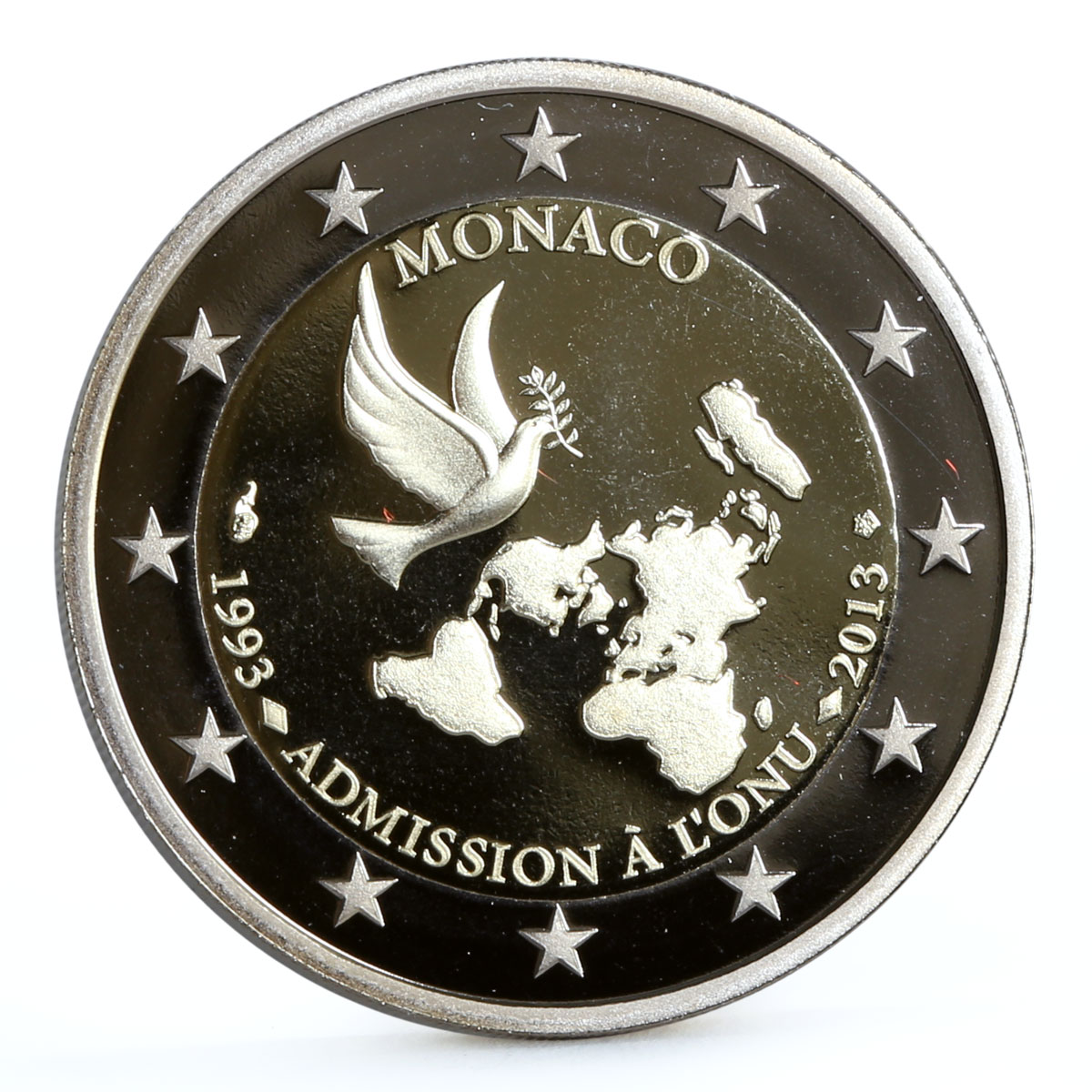 Monaco 2 euro Accession to the United Nations Dove Bird proof CuNi coin 2013