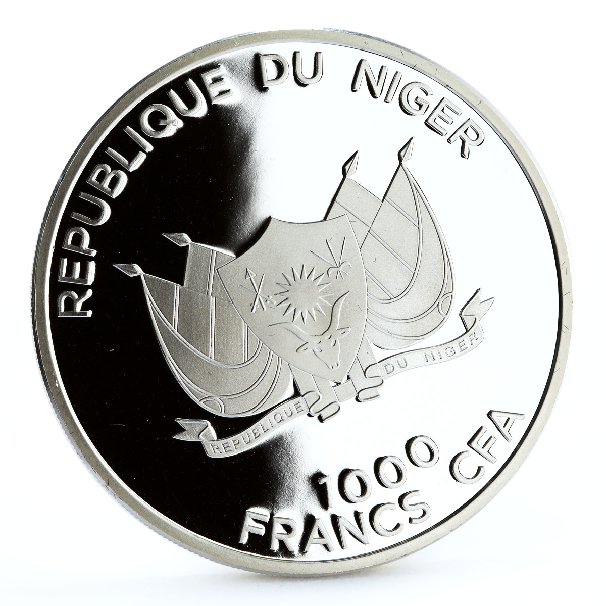 Niger 1000 francs Mecca Kaaba Qibla Compass Islam Religion silver coin 2012