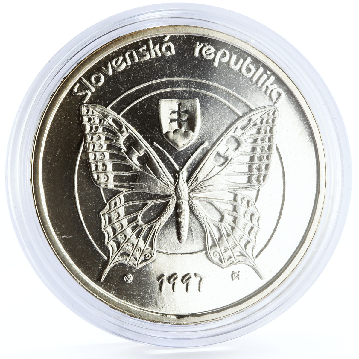 Slovakia 500 korun Pieninsky National Park Butterfly Fauna silver coin 1997