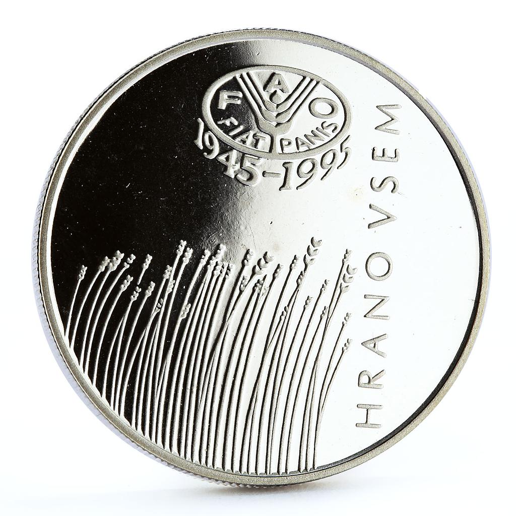 Slovenia 500 tolarjev FAO Food Conference Summit Grain Field silver coin 1995