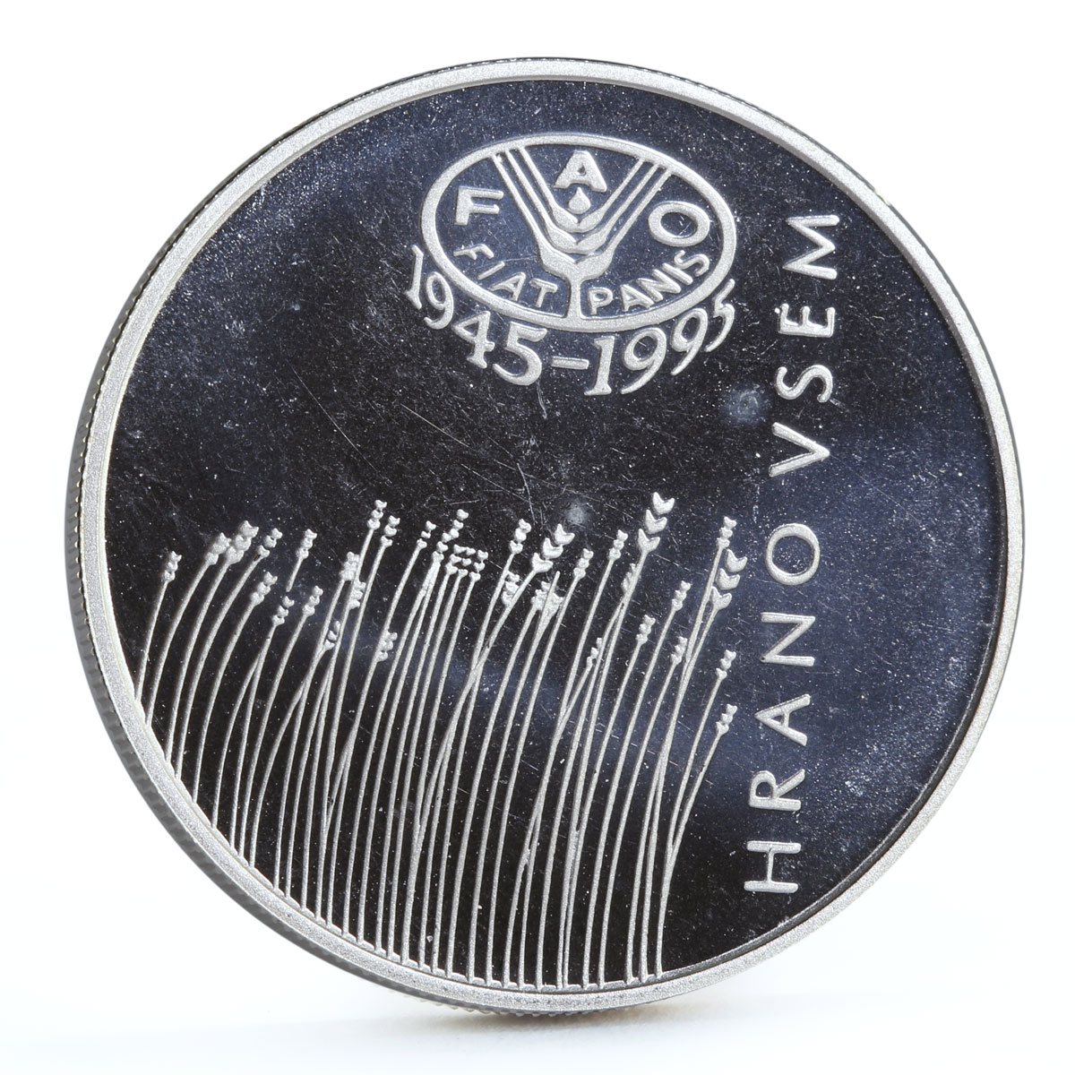 Slovenia 500 tolarjev FAO Food Conference Summit Grain Field silver coin 1995