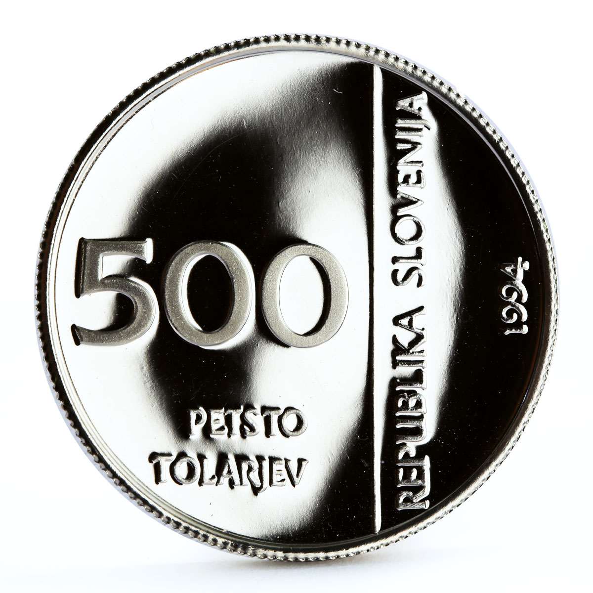 Slovenia 500 tolarjev National Monetary Institute Leaf Emblem silver coin 1994