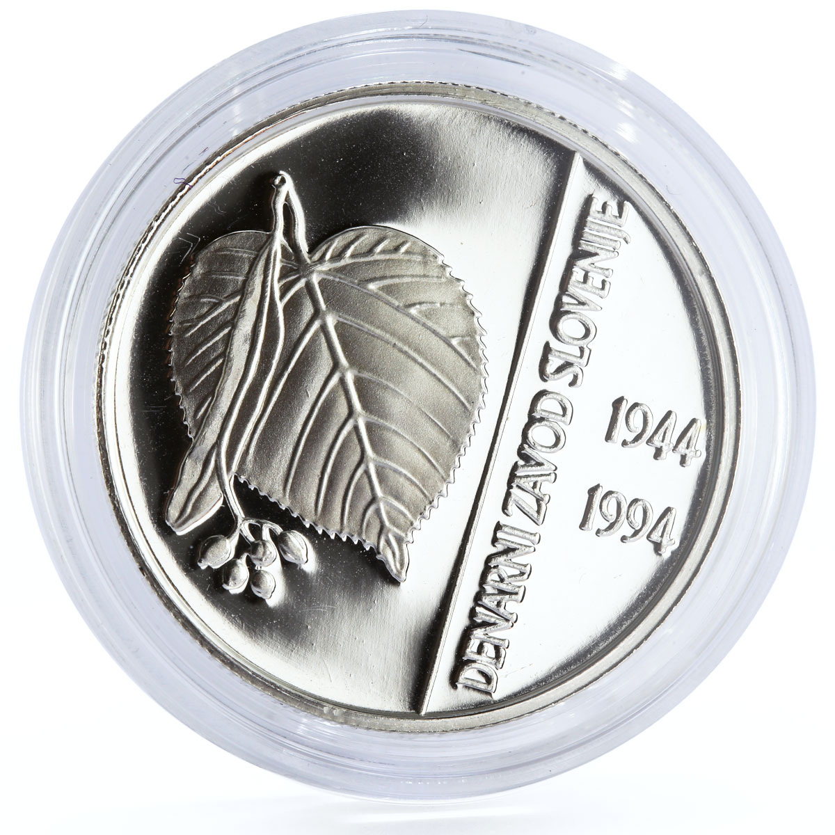 Slovenia 500 tolarjev National Monetary Institute Leaf Emblem silver coin 1994