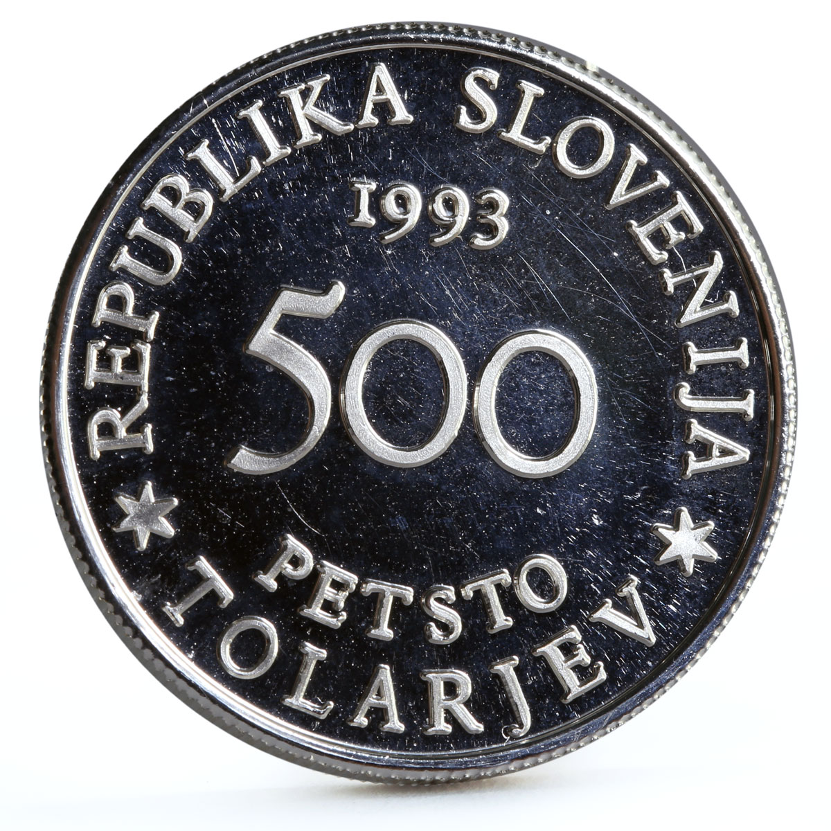 Slovenia 500 tolarjev 400 Years of the Battle for Sisak proof silver coin 1993