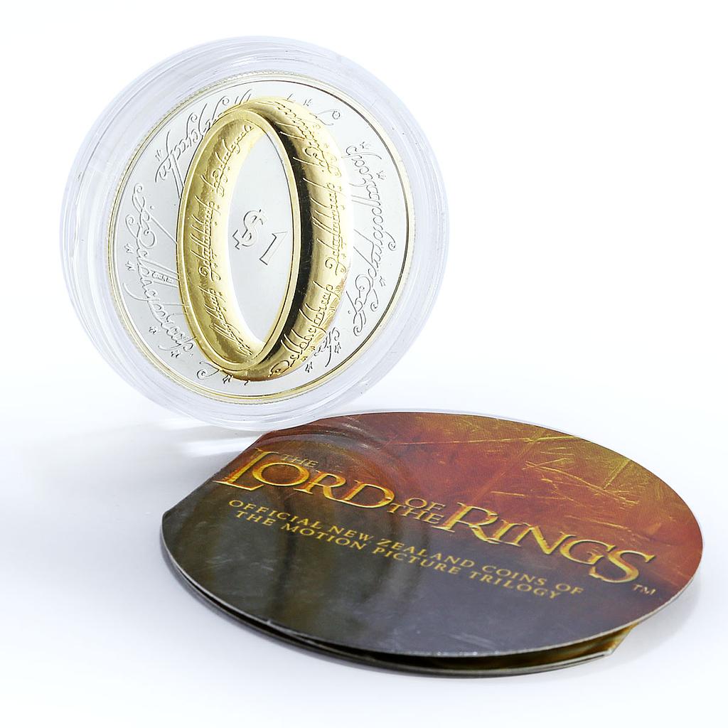 New Zealand 1 dollar Lord of the Rings One Ring gilded silver coin 2003