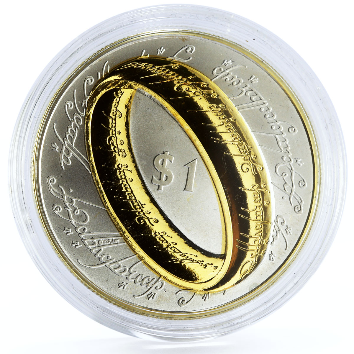 New Zealand 1 dollar Lord of the Rings The One Ring gilded silver coin 2003