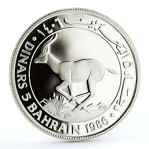 Bahrain 5 dinars World Wildlife Fund series Gazelle silver coin 1986