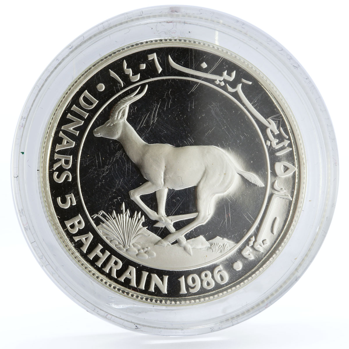 Bahrain 5 dinars World Wildlife Fund series Gazelle silver coin 1986