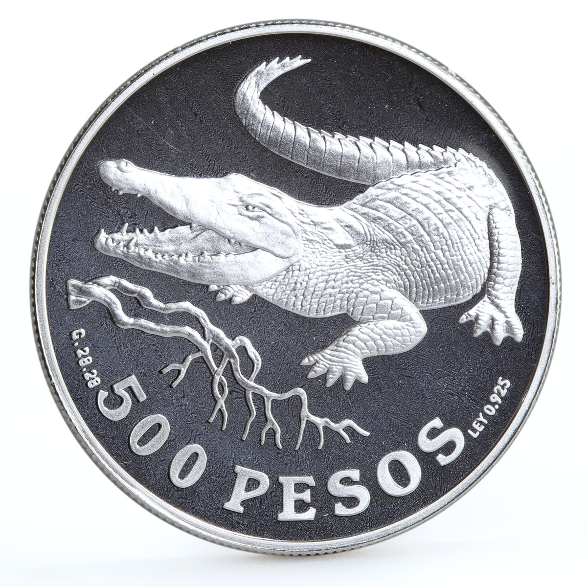 Colombia 500 pesos Endangered Wildlife Crocodile Fauna silver coin 1978