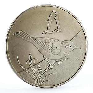 Cyprus 1 pound Endangered Wildlife Cyprus Wheatear Bird Fauna CuNi coin 2000