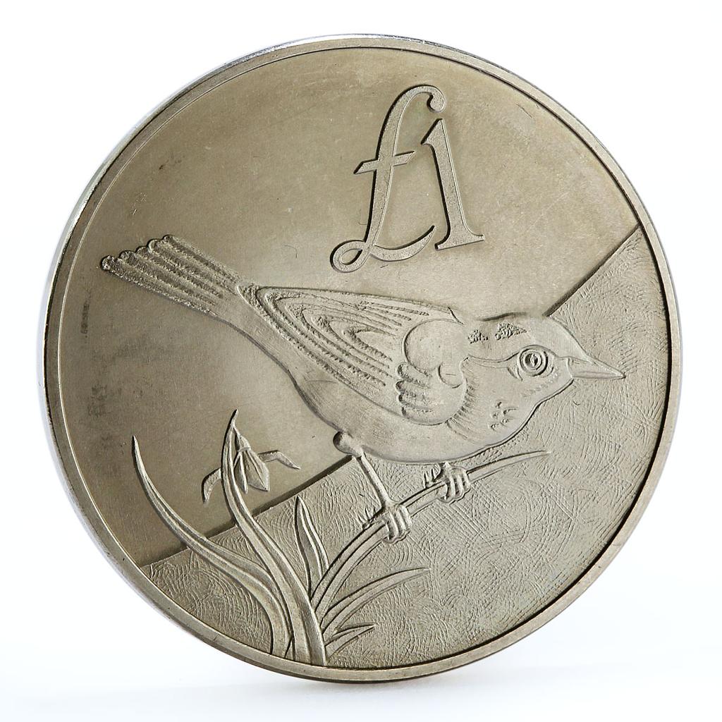 Cyprus 1 pound Endangered Wildlife Cyprus Wheatear Bird Fauna CuNi coin 2000