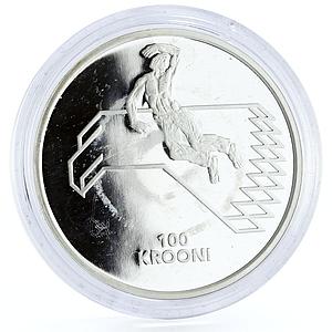 Estonia 100 krooni 80 Years of Independence Eagle Head Emblem silver coin 1998