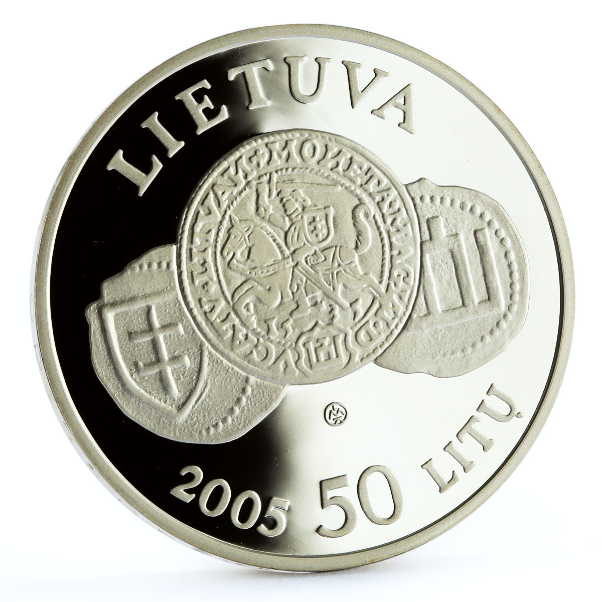 Lithuania 50 litu Lithuanian National Museum Man with a Trumpet silver coin 2005