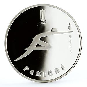 Lithuania 50 litu Beijing Olympic Games series Marathon Runner silver coin 2007