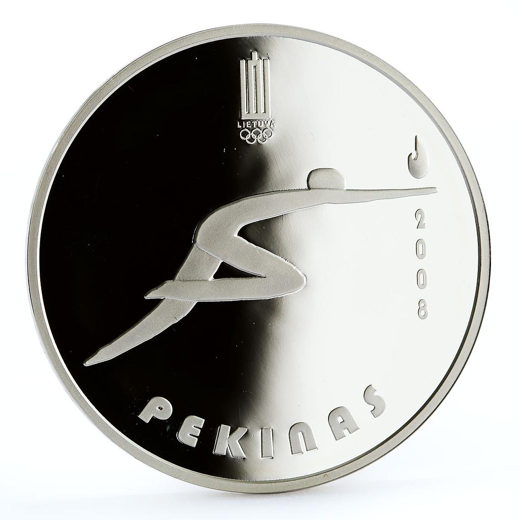 Lithuania 50 litu Beijing Olympic Games series Marathon Runner silver coin 2007