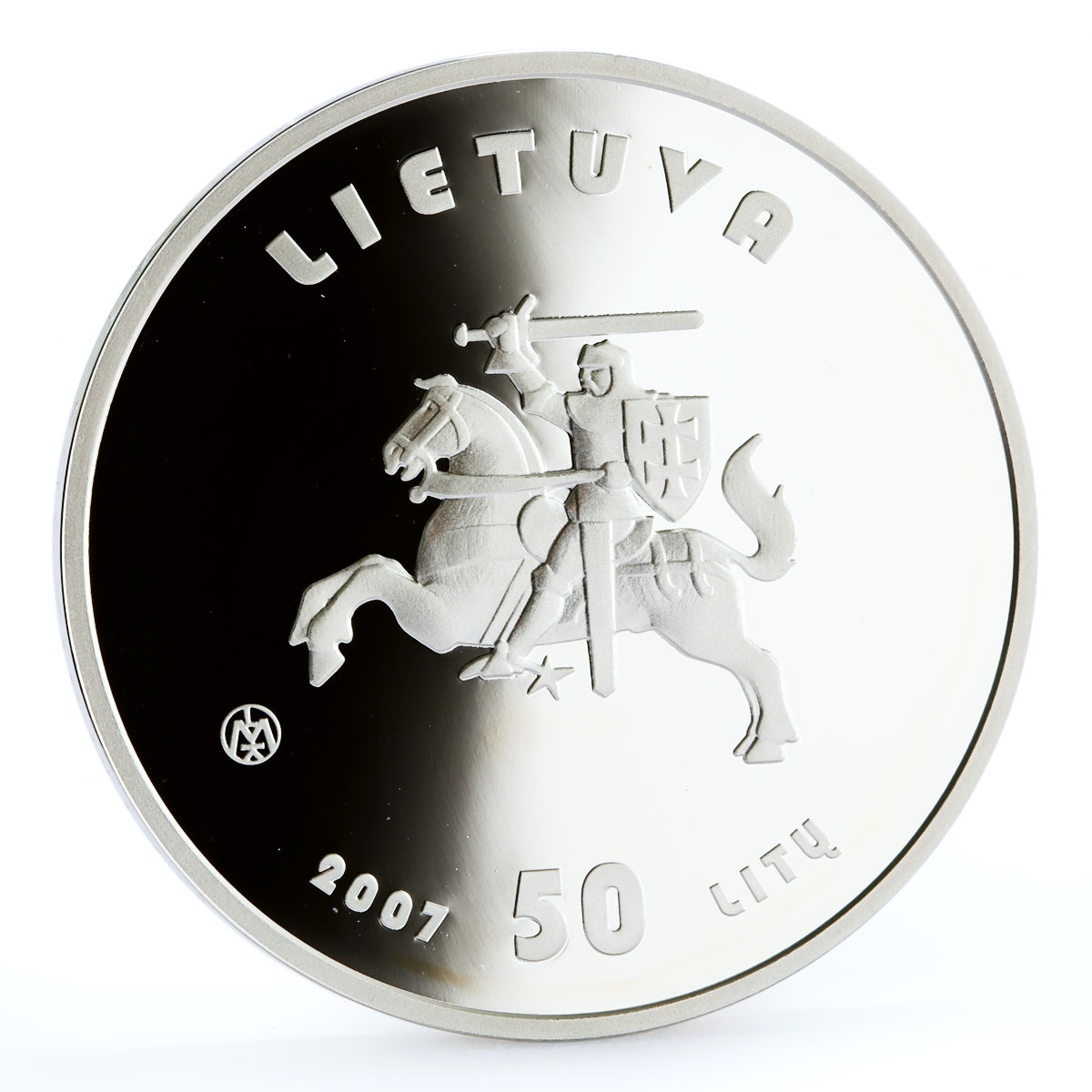 Lithuania 50 litu Beijing Olympic Games series Marathon Runner silver coin 2007