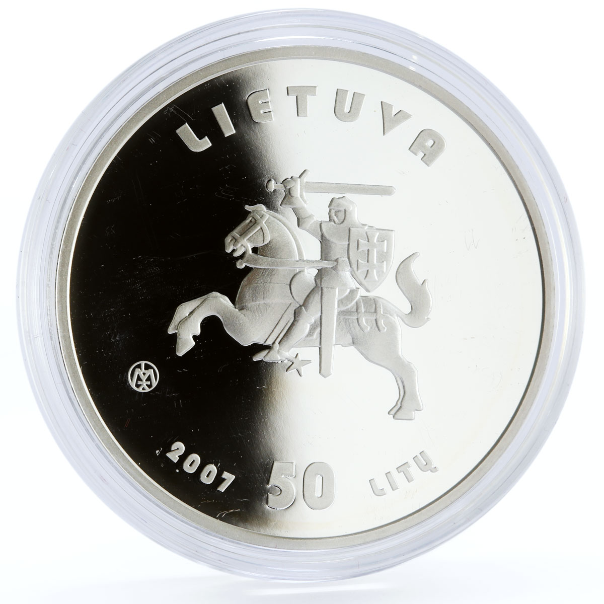 Lithuania 50 litu Beijing Olympic Games series Marathon Runner silver coin 2007