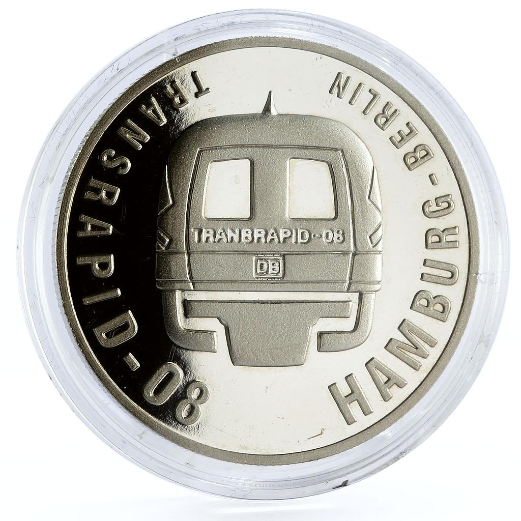 Liberia 5 dollars Transrapid-08 Train Railway Railroad Express CuNi coin 1999