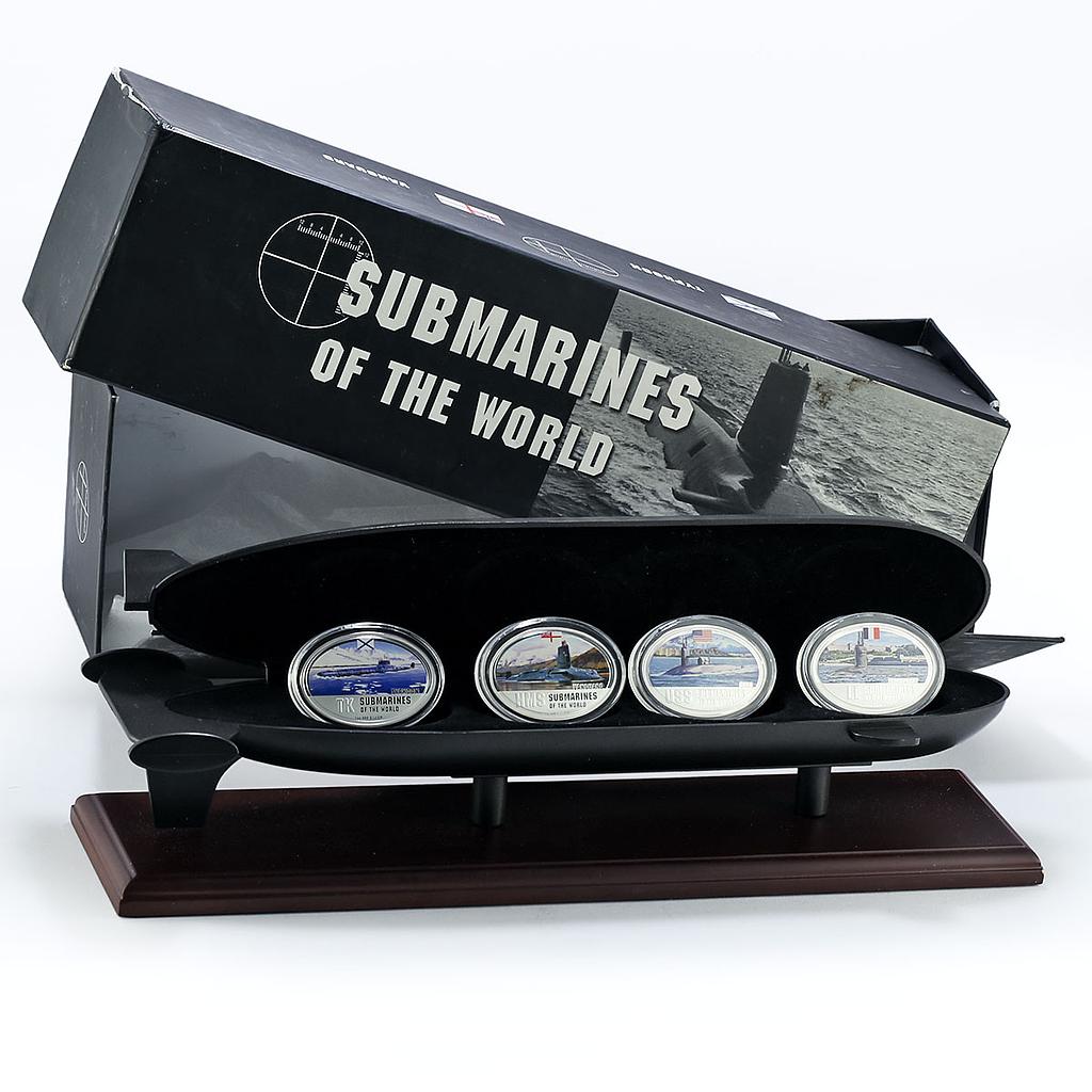 Fiji set of 4 coins Submarines of the World colored silver coins 2010 ...