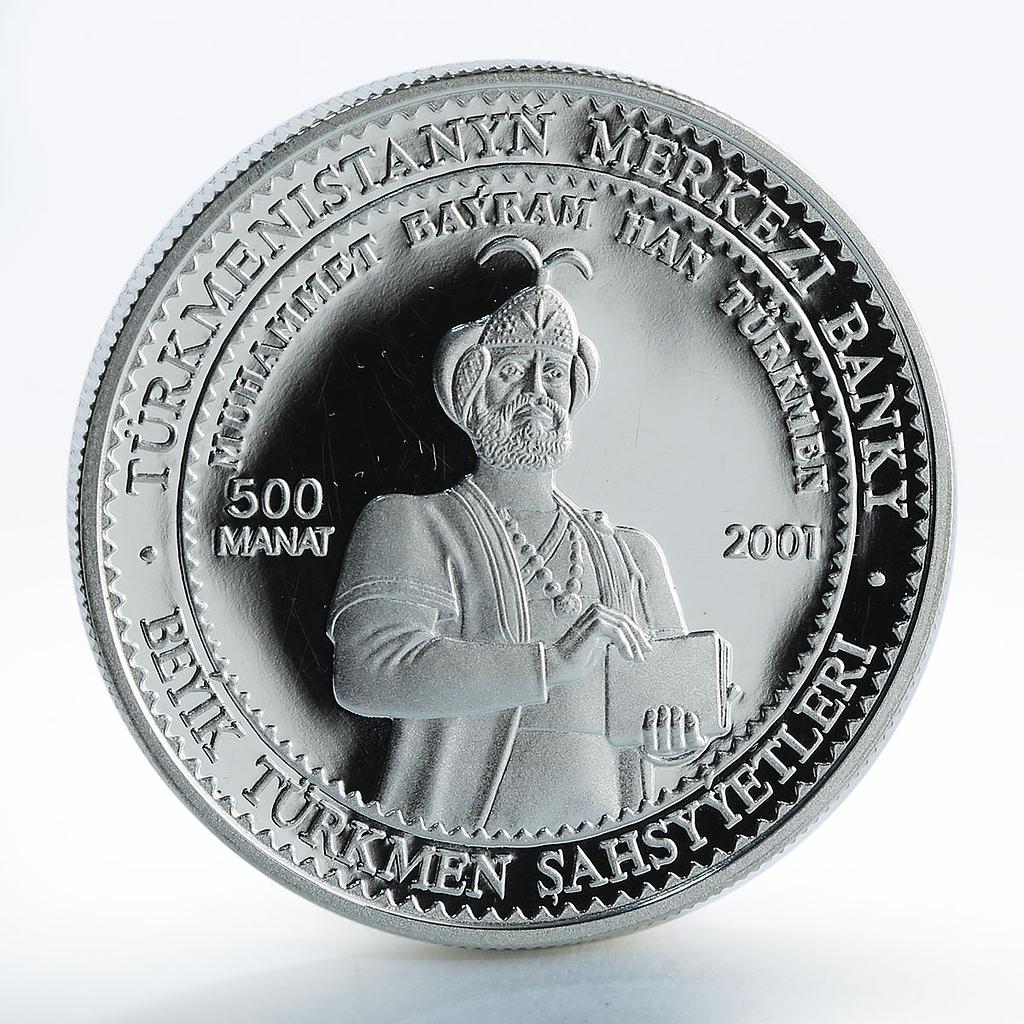 Turkmenistan 500 manat Mohammad Bairam Khan Turkmen silver coin