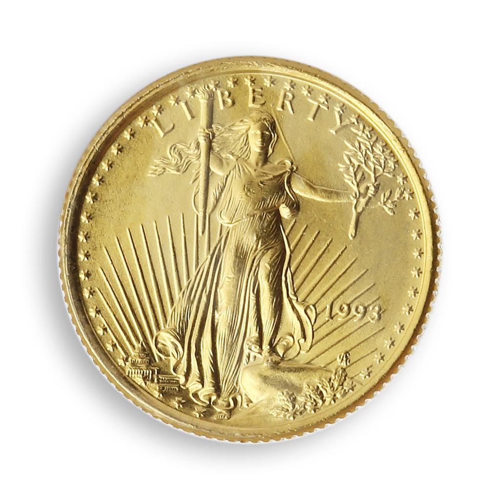 US 5 dollar Liberty In God We Trust Eagle Bullion gold coin 1/10 oz 1993