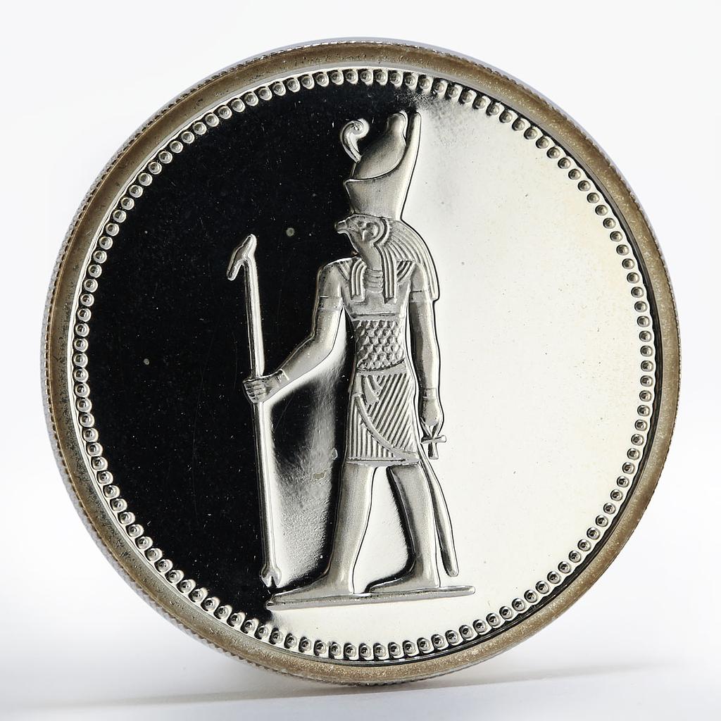 Egypt 5 pounds God Horus wearing Double Crown proof silver coin 1994 ...