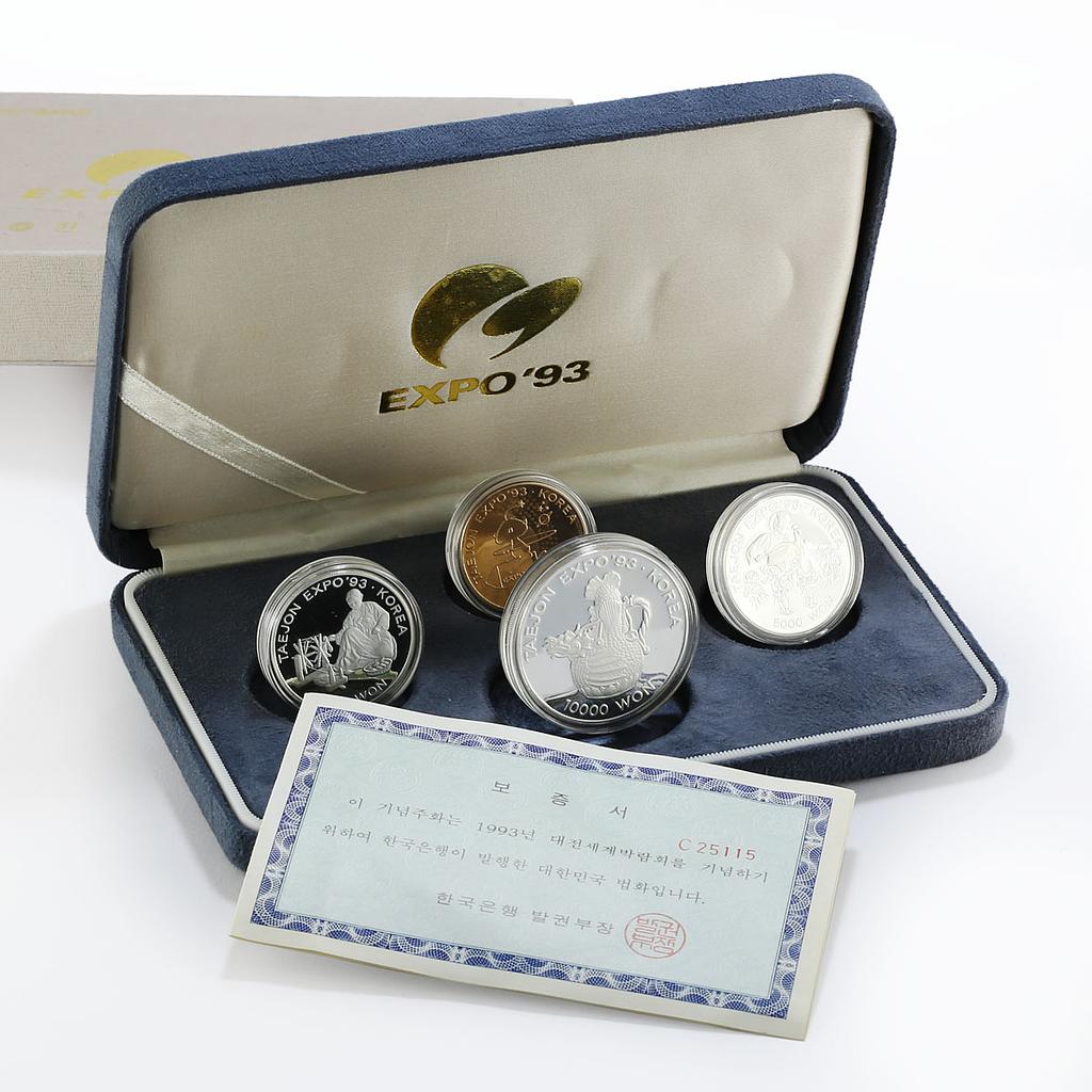 Korea set of 4 coins Taejon International Exposition proof silver coin