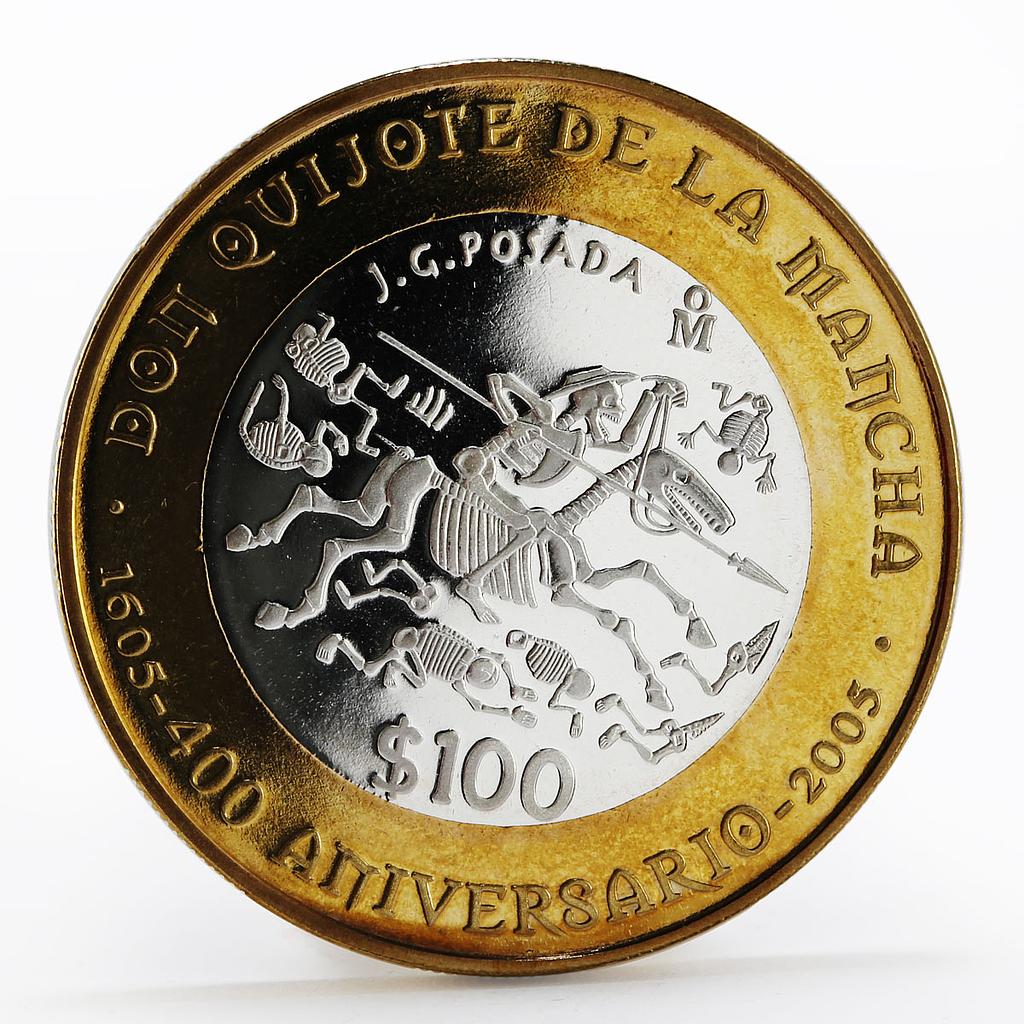 Mexico 100 pesos 400th Anniversary of Don Quijote proof silver