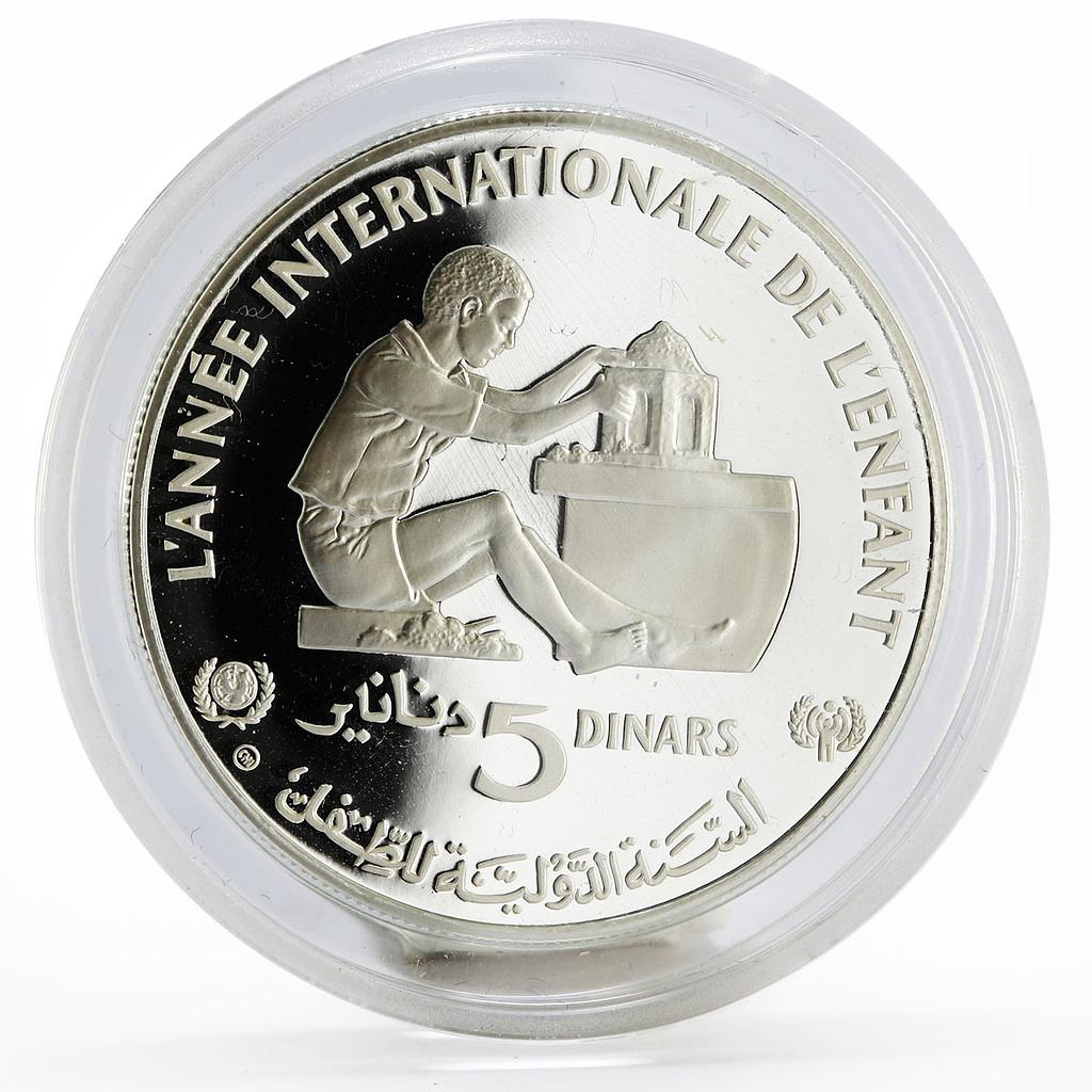 Pièce 5 Dinars Tunisie 1982 Argent - Année Internationale De L'Enfant, Qualité PROOF BE