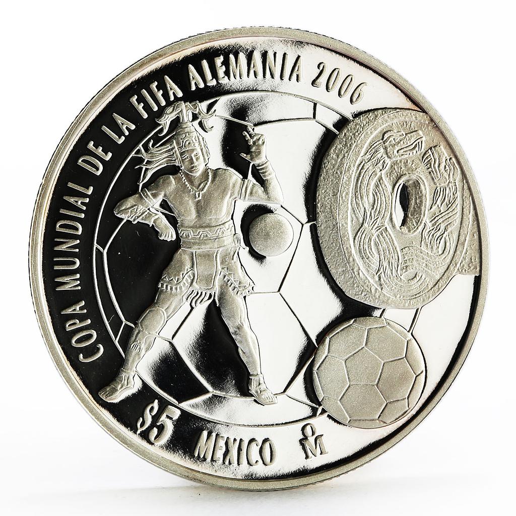 Mexico 5 Pesos 2006 World Cup Soccer Games Football Proof Silver Coin 