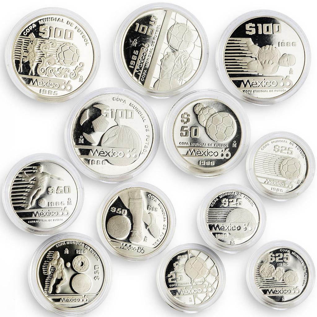 Mexico set of 12 coins Football World Cup 1986 silver coins Mexico set of 12 coins Football World Cup 1986 silver coins