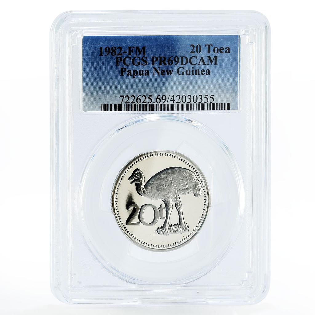 Papua New Guinea 20 toea Bennet's Cassowary PR69 PCGS proof CuNi coin ...