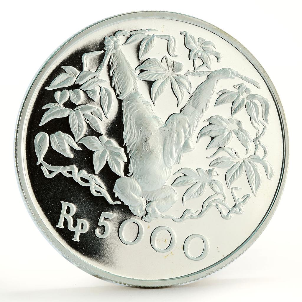 Indonesia 5000 rupiah Animal series Orangutan proof silver coin 1974 |  Coinsberg