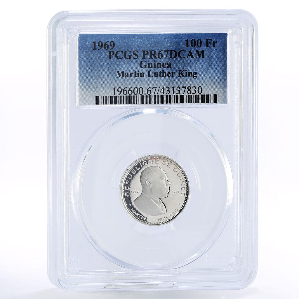 Guinea 100 francs Activist martin Luther King PR67 PCGS silver coin 1969 |  Coinsberg