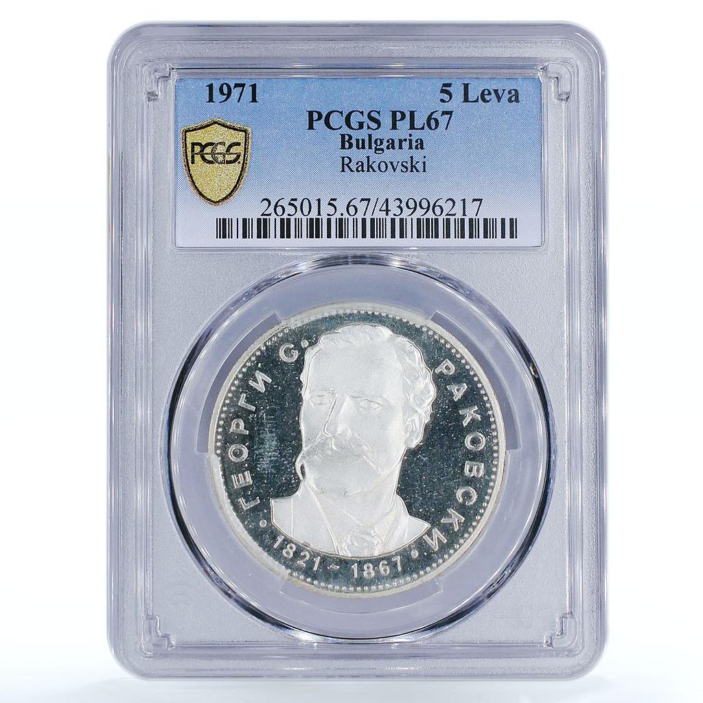 Bulgaria 5 Leva Birth Of Writer Georgi Rakovski PL67 PCGS Silver Coin 