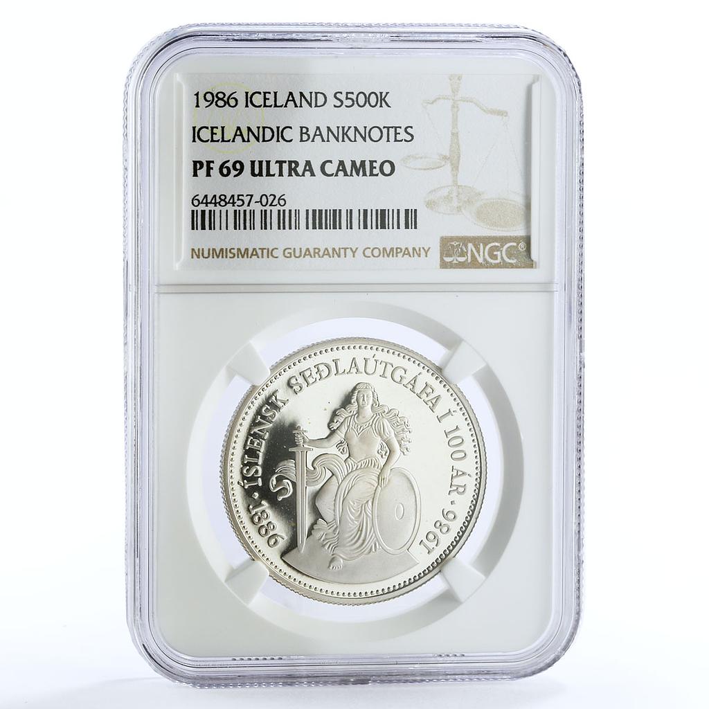 Iceland 500 kronur Icelandic Banknotes Ship Clipper PF69 NGC silver ...