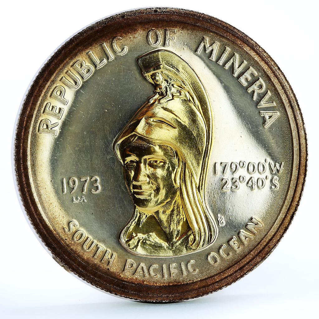 Minerva 35 dollars X1 Fantasy Torch Helmeted Woman gilded silver