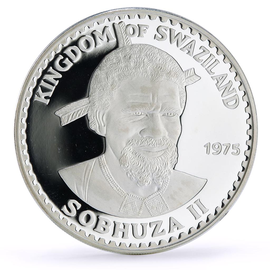 Swaziland 10 emalangeni Sobhuza II 75th Birth Heron Bird Fauna silver ...